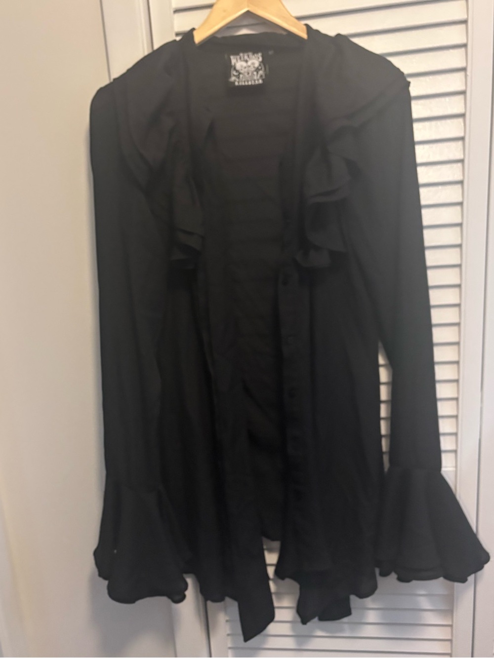 Killstar Black Ruffle-Front Long Sleeve Dress
